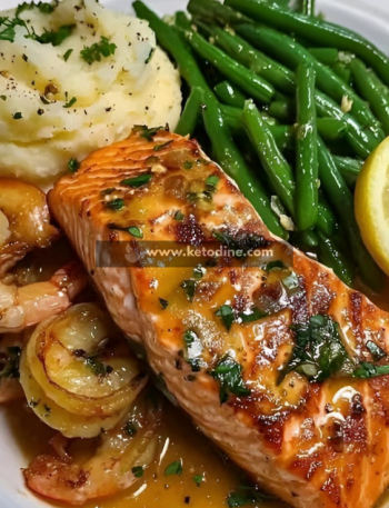 Garlic Lemon Butter Salmon with Shrimp