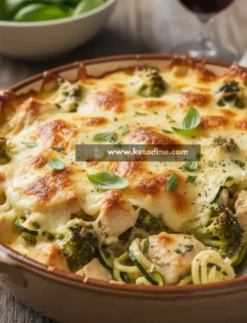 Low Carb 4 ingredient Chicken Alfredo Bake