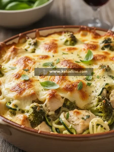 Low Carb 4 ingredient Chicken Alfredo Bake