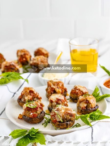 Keto Meatballs Stuffed Mushrooms