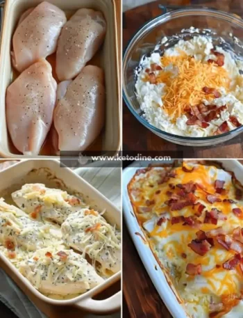 EASY KETO CHICKEN BACON RANCH CASSEROLE