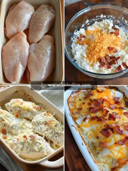 EASY KETO CHICKEN BACON RANCH CASSEROLE