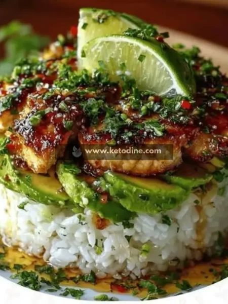 Honey Lime Chicken and Avocado Rice Stack