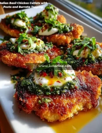 Italian Basil Chicken Cutlets with Pesto and Burrata Topping
