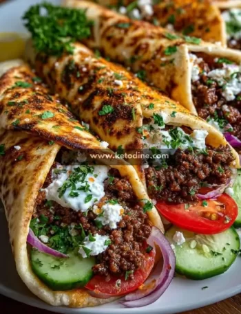 Mediterranean Ground Beef Pita Wraps