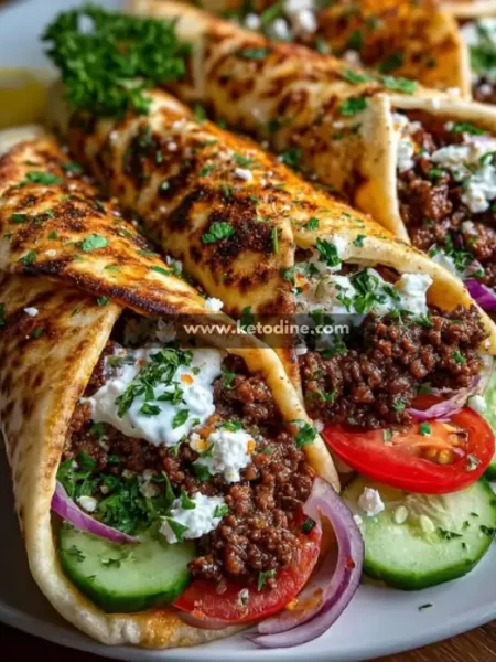 Mediterranean Ground Beef Pita Wraps
