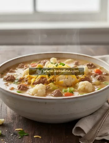 Keto Cauliflower & Hamburger Soup