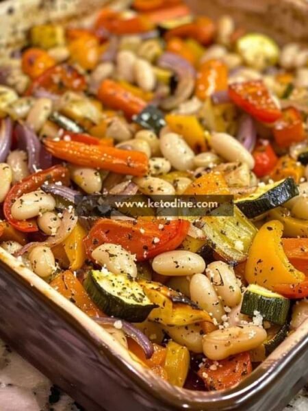 Rustic Roasted Vegetable and Cannellini Bean Bake