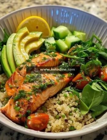 Lemon Herb Salmon and Avocado Quinoa Bowl
