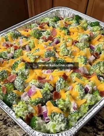 Creamy Keto Broccoli Salad with Bacon & Cheddar