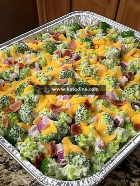 Creamy Keto Broccoli Salad with Bacon & Cheddar