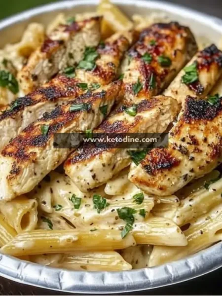 Chicken Alfredo with Penne Pasta and Grilled Chicken