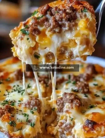 Keto Sausage & Cream Cheese Breakfast Casserole with Hashbrowns