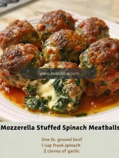 Mozzarella Stuffed Spinach Meatballs