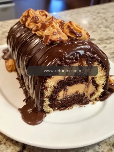 Peanut Butter Cup Chocolate Roll Cake