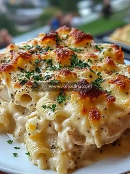 Creamy Garlic Parmesan Chicken Pasta Bake