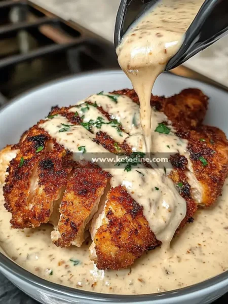 Parmesan-Crusted Chicken with Creamy Garlic Sauce