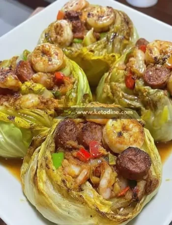 Keto Cajun Shrimp & Sausage Stuffed Cabbage