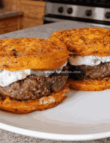 Easy High-Protein Burger with Cheese Waffle Buns
