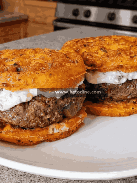 Easy High-Protein Burger with Cheese Waffle Buns