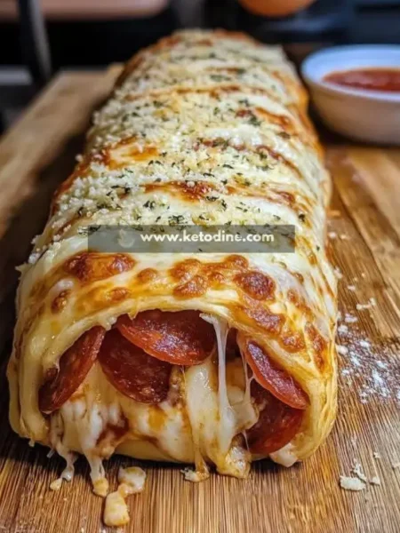Low-Carb Cheesy Pepperoni Pizza Roll