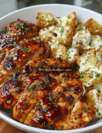 Honey BBQ Chicken & Creamy Garlic Parmesan Potatoes