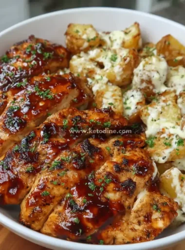 Honey BBQ Chicken & Creamy Garlic Parmesan Potatoes