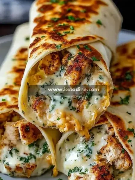 Low Carb Cheesy Garlic Chicken Wraps