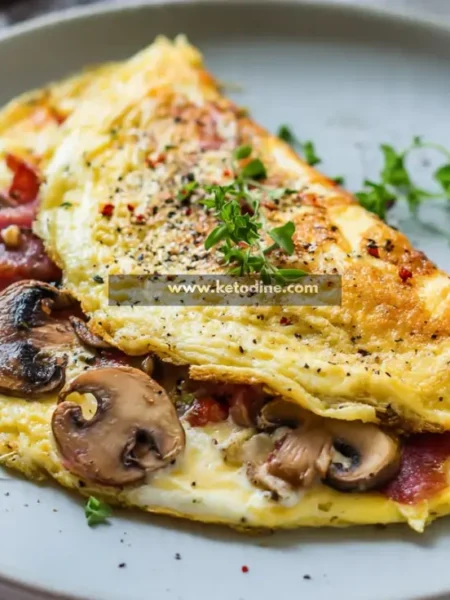 Delicious Keto Bacon Mushroom Omelette Recipe