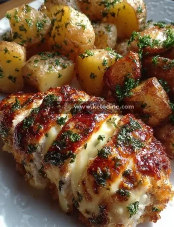 Cheesy Stuffed Chicken Breast with Herb-Roasted Potatoes