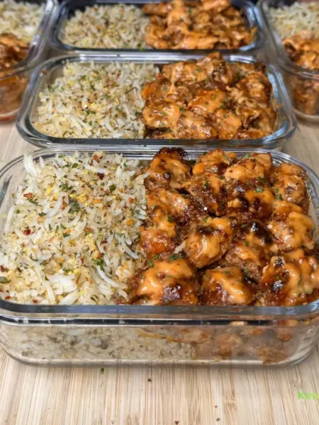 High Protein Bang Bang Chicken Rice Bowls