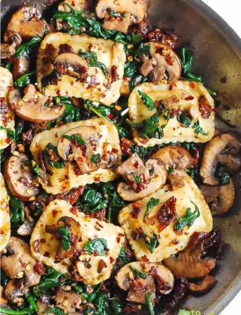Mushroom Ravioli with Spinach