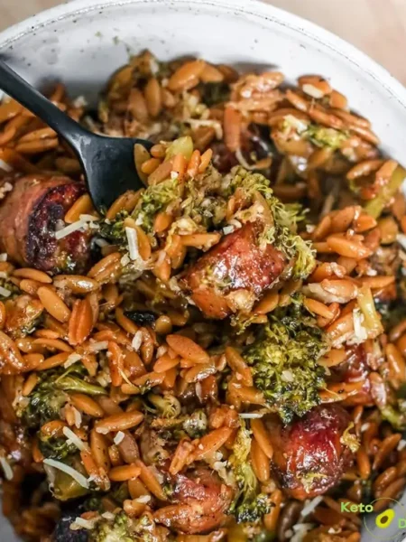 Chicken Sausage, Broccoli and Orzo Skillet