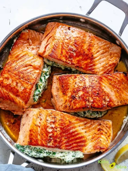 Spinach & Cream Cheese Stuffed Salmon