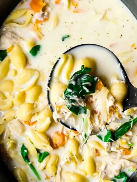 Slow Cooker Creamy Garlic Chicken Shells