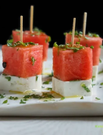 Hot Honey Watermelon Feta Bites