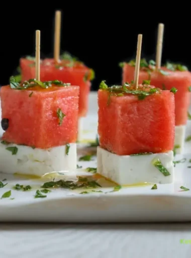 Hot Honey Watermelon Feta Bites