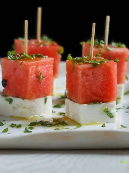 Hot Honey Watermelon Feta Bites