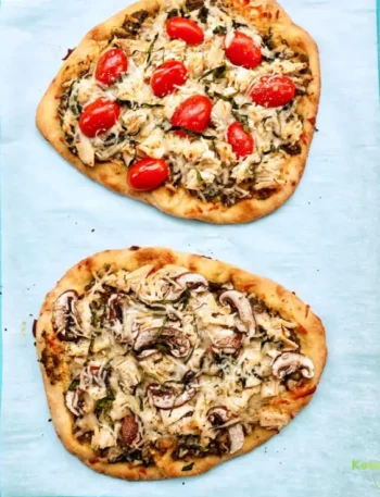 Pesto Chicken Flatbread with Mozzarella