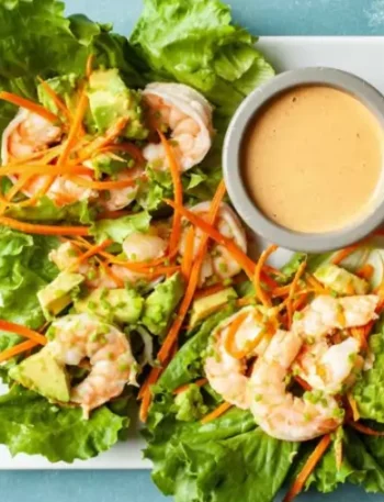 Grilled Shrimp Lettuce Wraps with Avocado Sauce