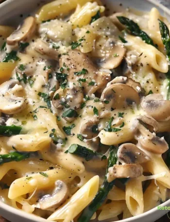 Creamy Mushroom and Asparagus Chicken Penne