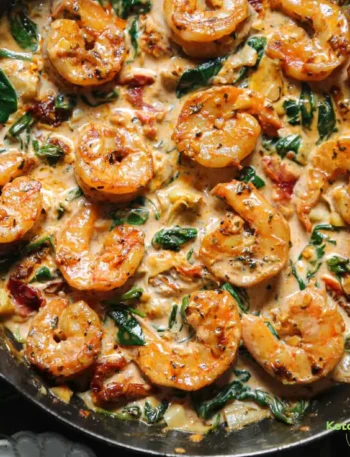 Tuscan Garlic Shrimp with Spinach