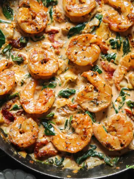 Tuscan Garlic Shrimp with Spinach
