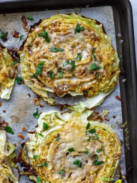 cheesy roasted cabbage steaks