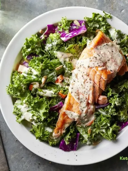 Superfood Chopped Salad with Salmon & Creamy Garlic Dressing