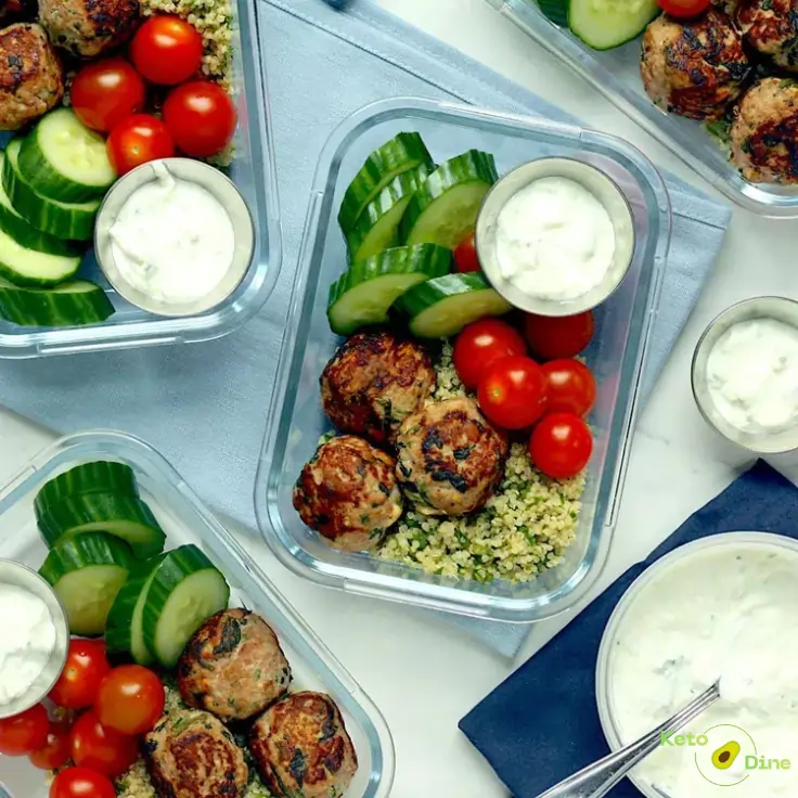 Spinach & Feta Turkey Meatballs with Herbed Quinoa