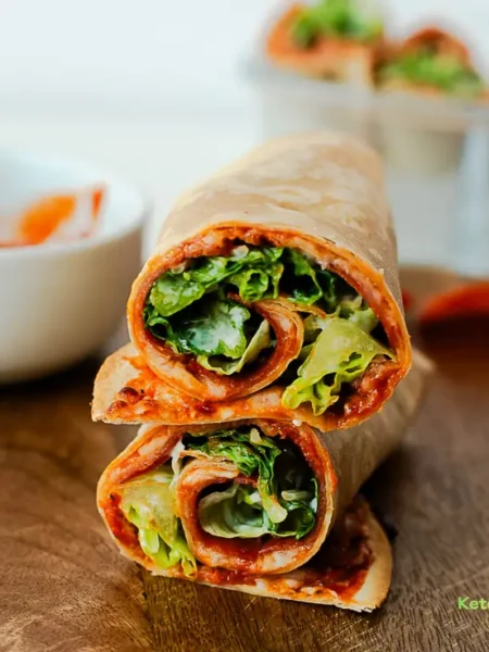 Easy Pepperoni Pizza Caesar Salad Tortilla Wrap