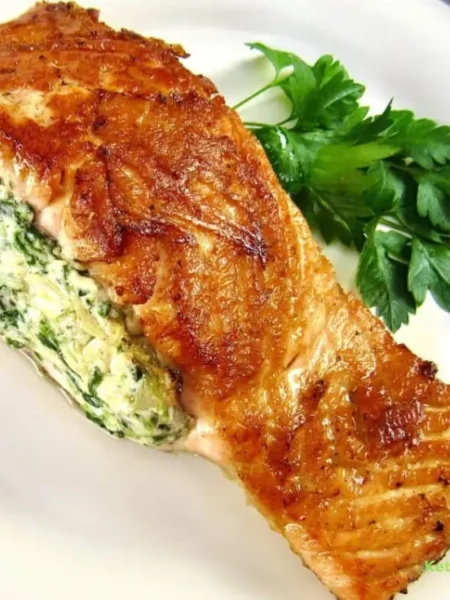Spinach Artichoke Stuffed Salmon