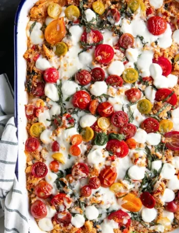 Cheesy Chicken Caprese Casserole Recipe (Low Carb + Gluten-Free)