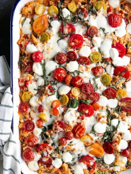 Cheesy Chicken Caprese Casserole Recipe (Low Carb + Gluten-Free)